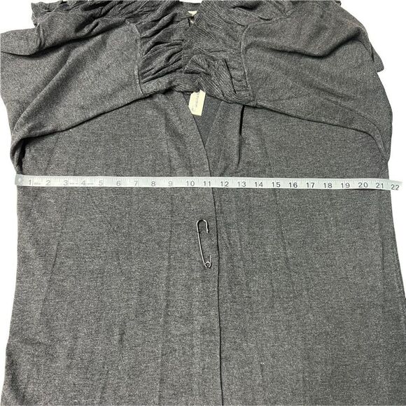 Max Studio Cardigan Grey Safety Pin Front Closure Ruffled Cuffs Medium - Picture 9 of 14
